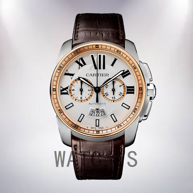 Cartier Calibre Men's 42mm W7100043 Silver-tone Leather Strap